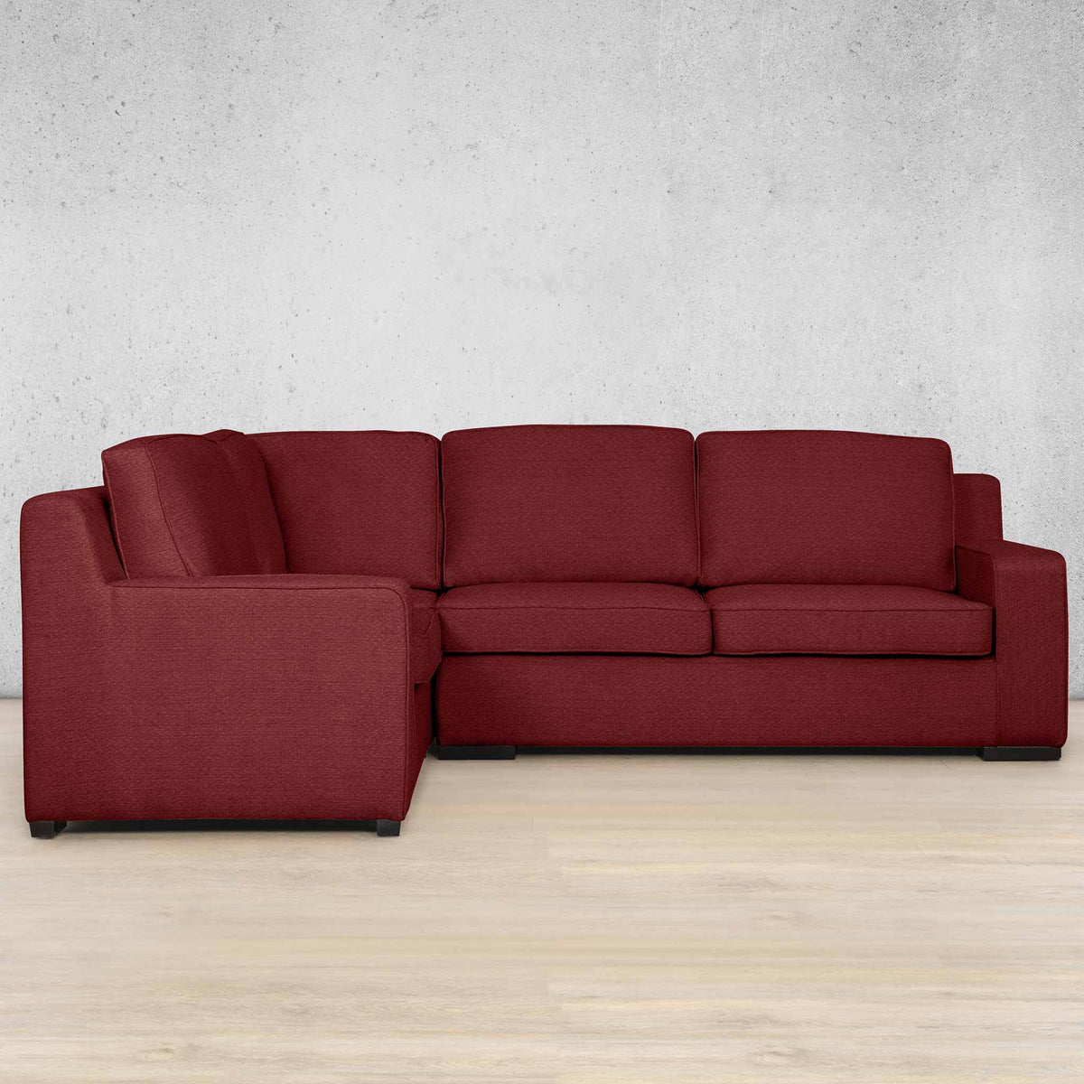 Rome Fabric L-Sectional 4 Seater - LHF Fabric Corner Suite Leather Gallery Kenya Red