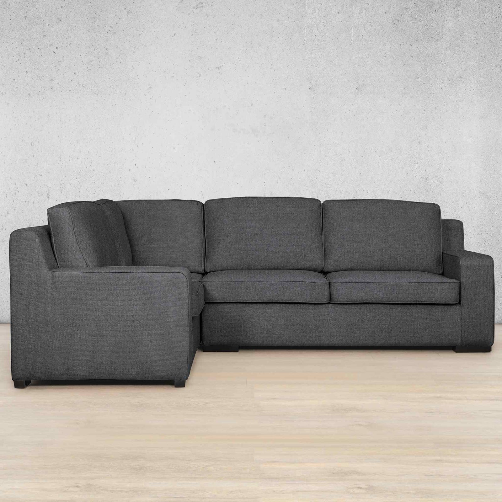 Rome Fabric L-Sectional 4 Seater - LHF Fabric Corner Suite Leather Gallery Space Grey