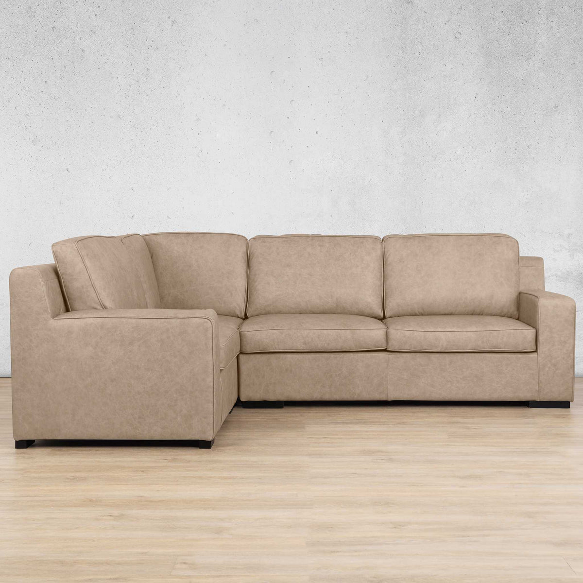 Rome 4 Seater L-Shape Sofa - LHF Leather Sofa Leather Gallery Almond