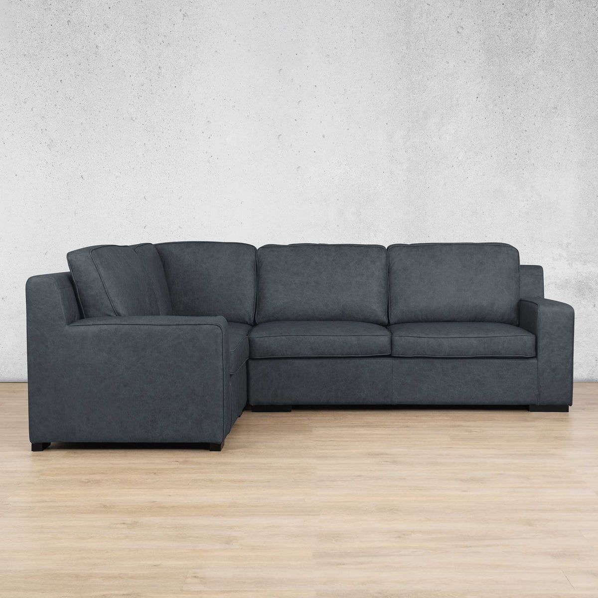 Rome 4 Seater L-Shape Sofa - LHF Leather Sofa Leather Gallery Bedlam Blue Night