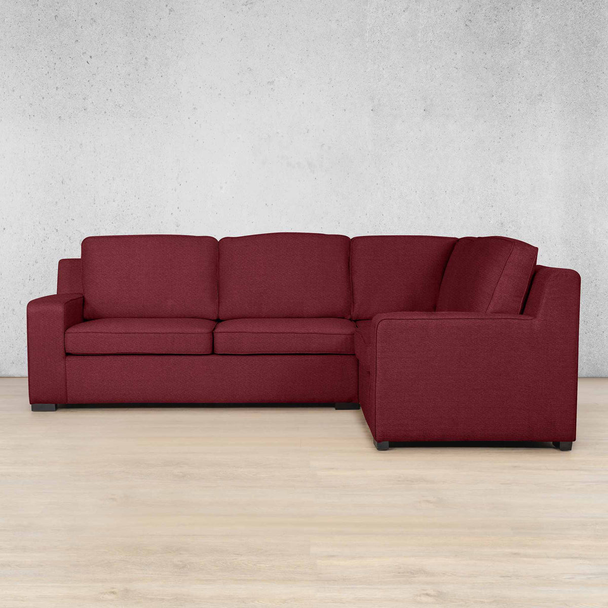 Rome Fabric L-Sectional 4 Seater - RHF Fabric Corner Suite Leather Gallery Deep Cherry