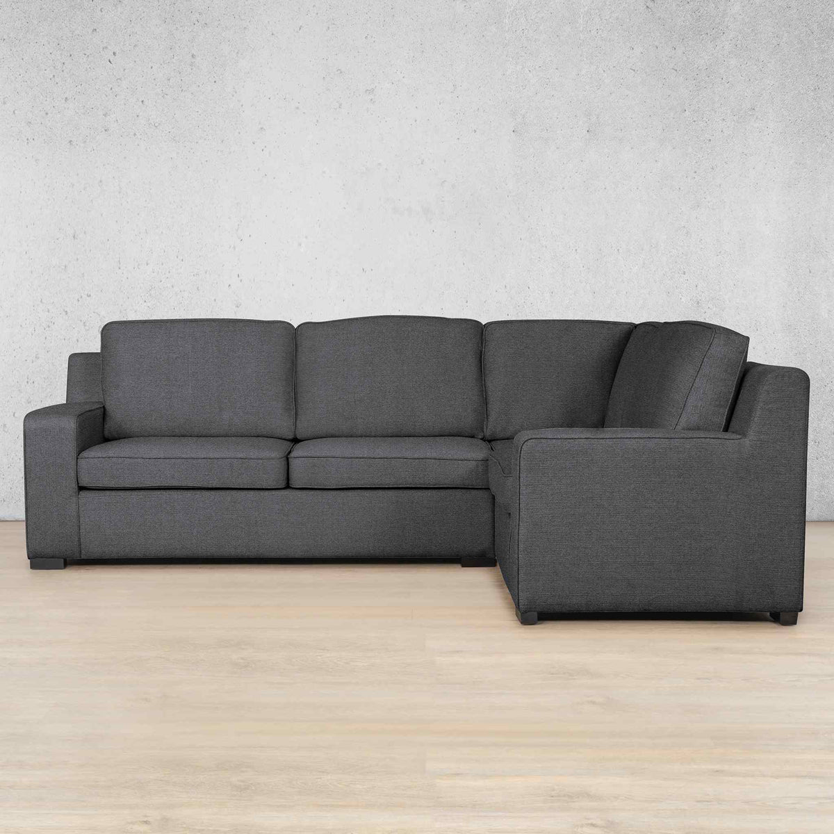 Rome L sec 4 Seater RHF Fabric Couch | Space Grey | Leather Gallery