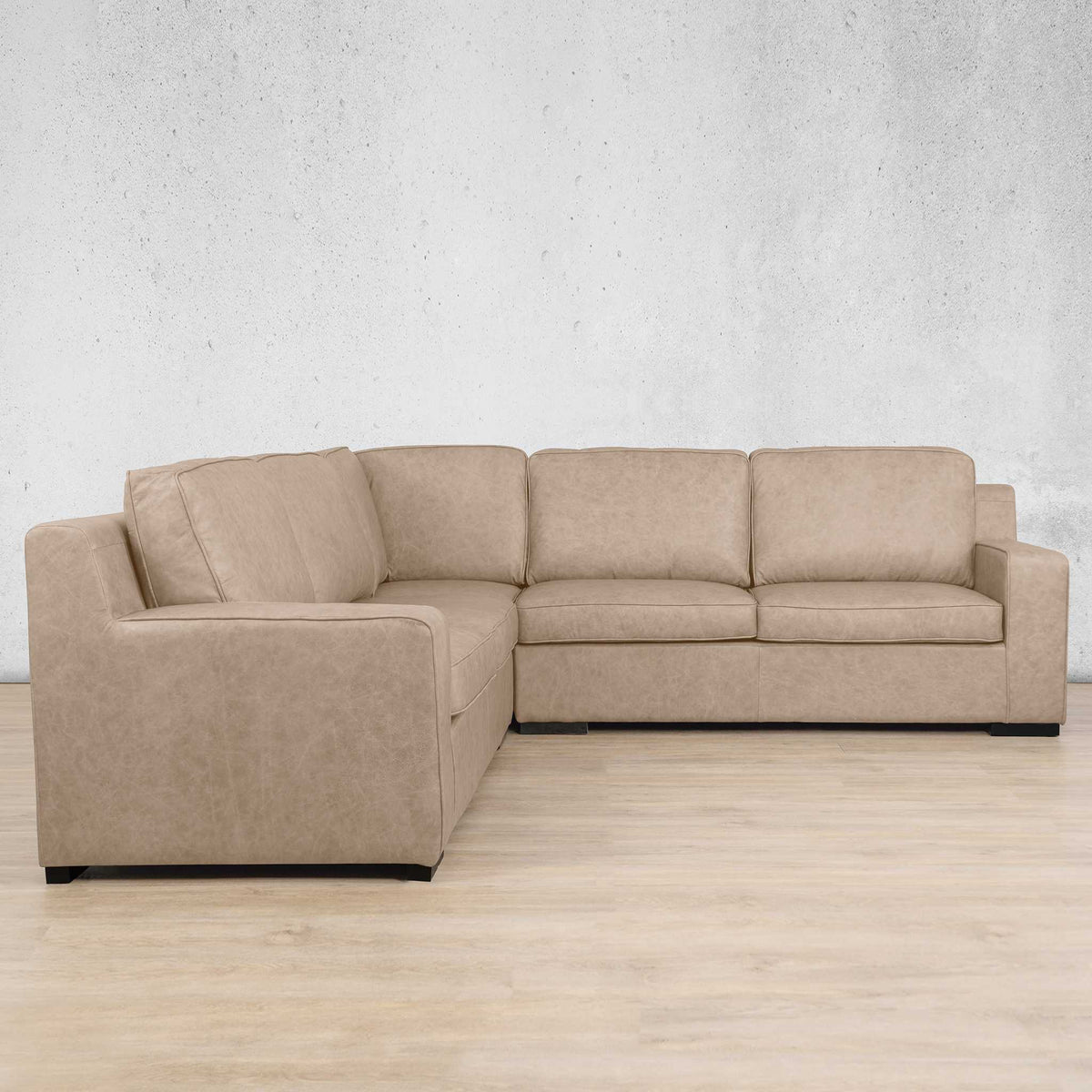 Rome Leather L-Sectional 5 Seater Leather Sectional Leather Gallery Almond