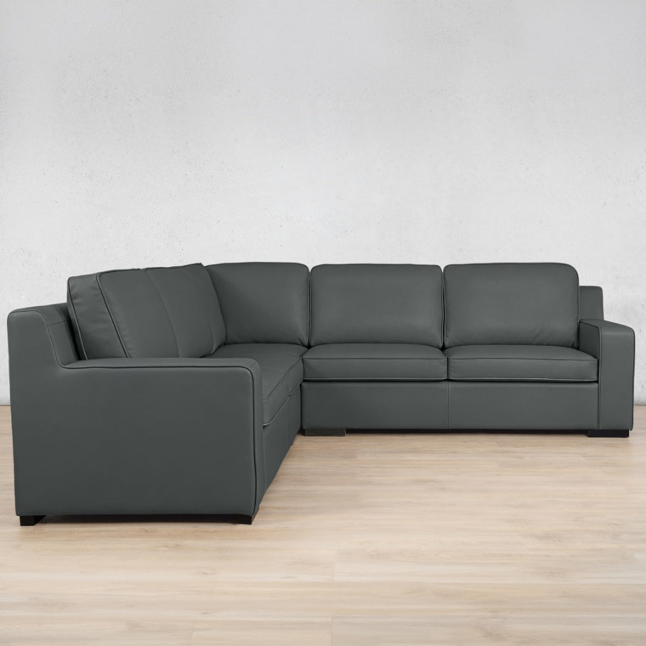 Rome Leather L-Sectional 5 Seater Leather Sectional Leather Gallery Flux Grey