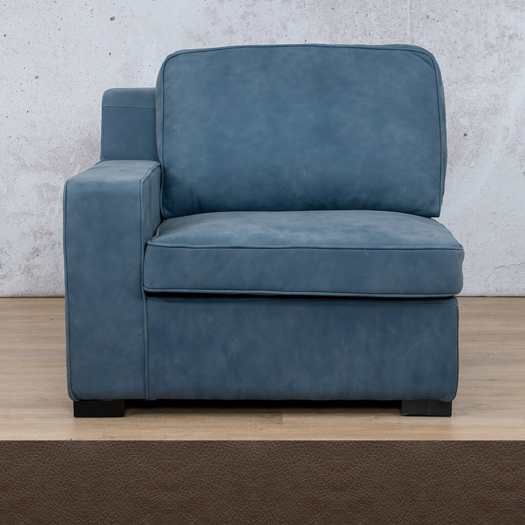 Rome 1 Seater Leather 1 Arm Couch - LHF - Country Ox Blood - Leather Armchair