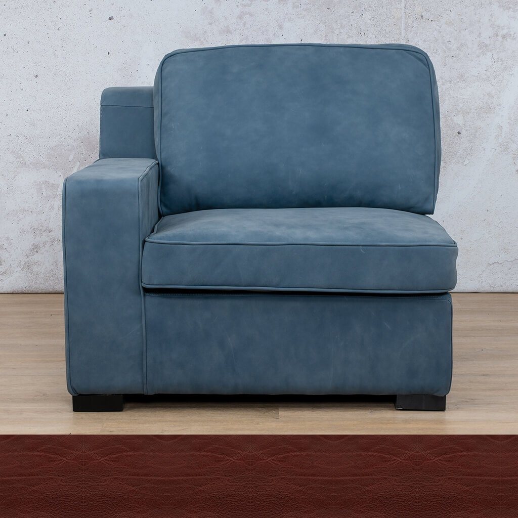 Rome 1 Seater Leather 1 Arm Couch - LHF - Czar Ruby - Leather Armchair
