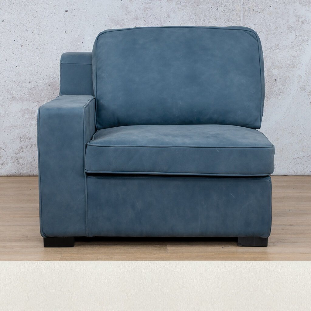Rome 1 Seater Leather 1 Arm Couch - LHF - Czar White - Leather Armchair