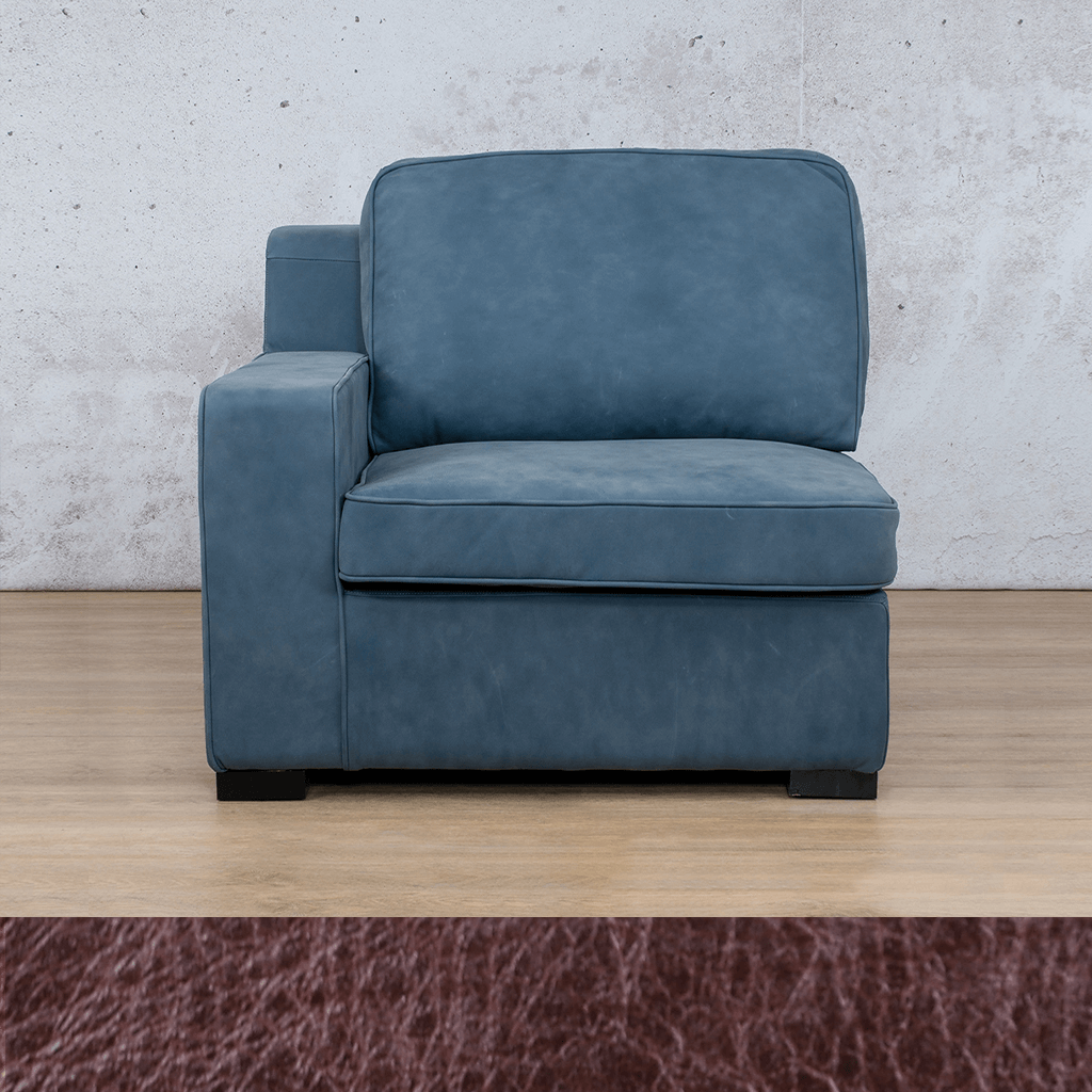 Rome 1 Seater Leather 1 Arm Couch - LHF - Royal Coffee - Leather Armchair