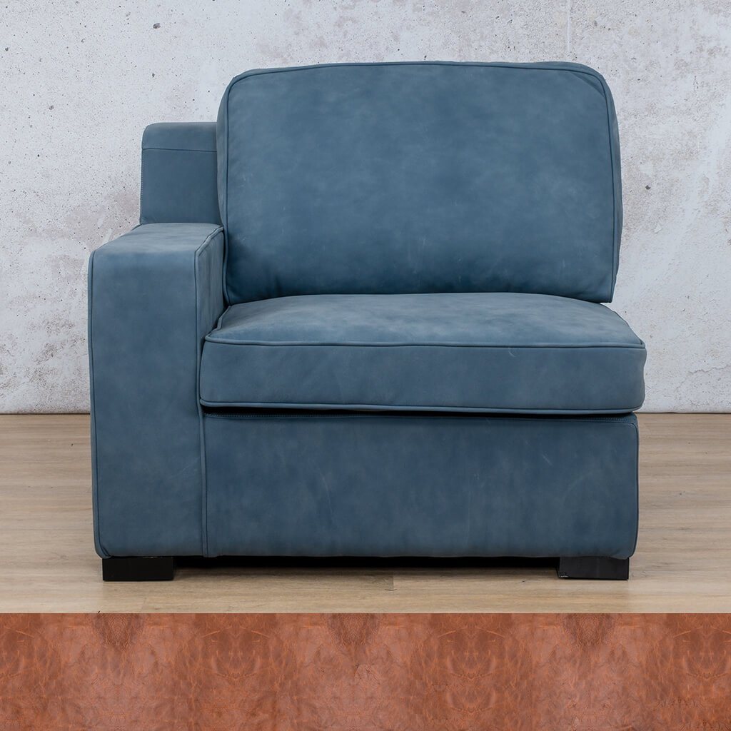 Rome 1 Seater Leather 1 Arm Couch - LHF - Royal Saddle - Leather Armchair
