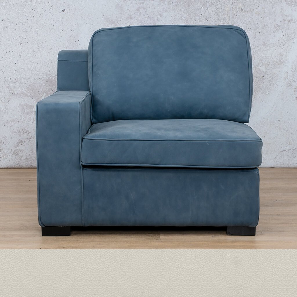 Rome 1 Seater Leather 1 Arm Couch - LHF - Urban White - Leather Armchair