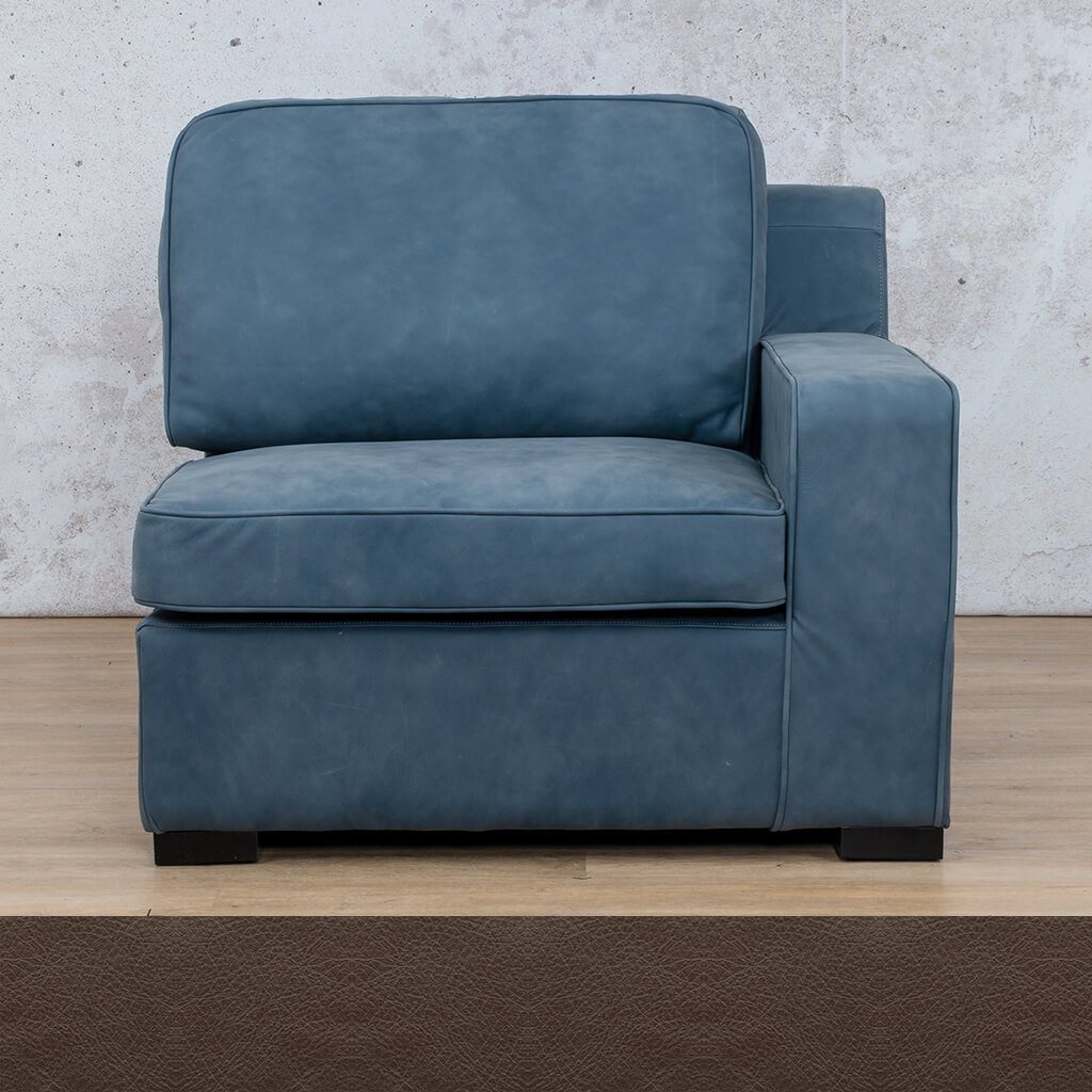 Rome 1 Seater Leather 1 Arm Couch - RHF - Country Ox Blood - Leather Armchair