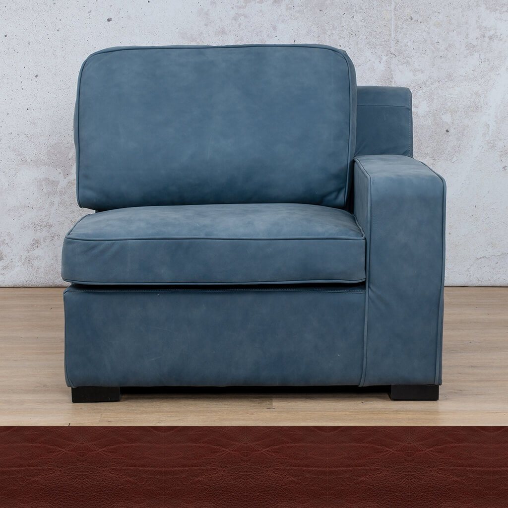 Rome 1 Seater Leather 1 Arm Couch - RHF - Czar Ruby - Leather Armchair