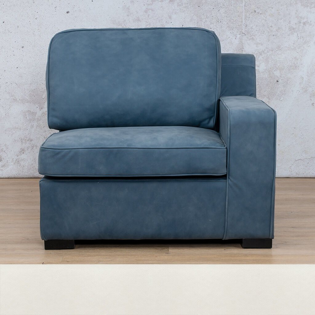 Rome 1 Seater Leather 1 Arm Couch - RHF - Czar White - Leather Armchair