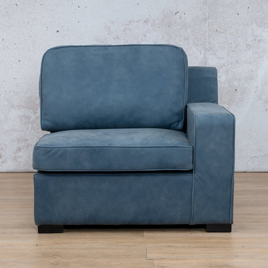 Rome 1 Seater Leather 1 Arm Couch - RHF - Flux Blue - Leather Armchair