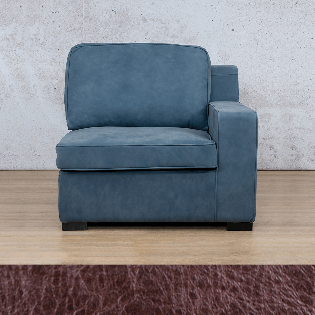 Rome 1 Seater Leather 1 Arm Couch - RHF - Royal Coffee - Leather Armchair