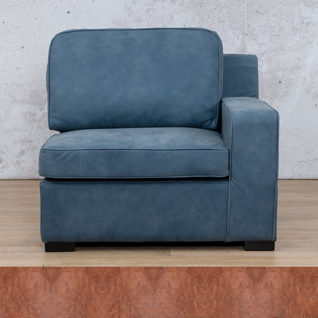 Rome 1 Seater Leather 1 Arm Couch - RHF - Royal Saddle - Leather Armchair