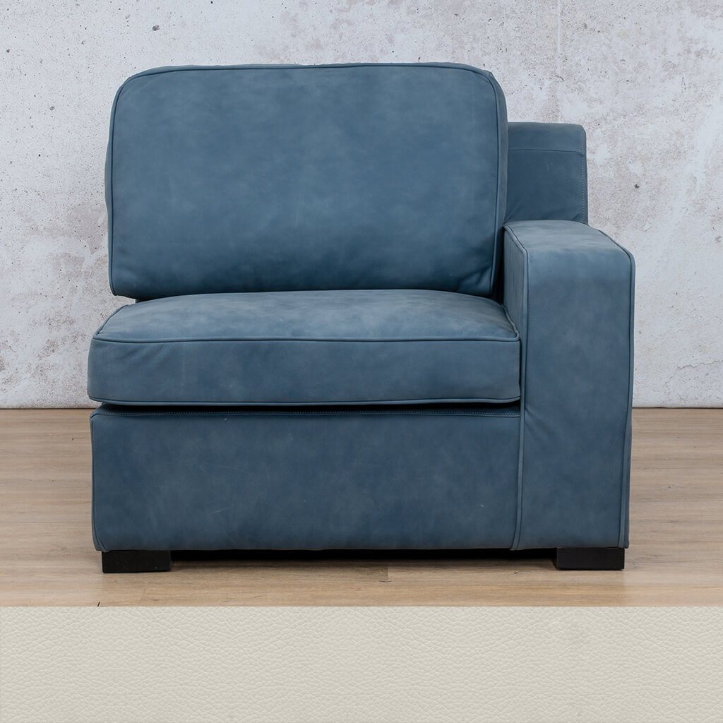 Rome 1 Seater Leather 1 Arm Couch - RHF - Urban White - Leather Armchair