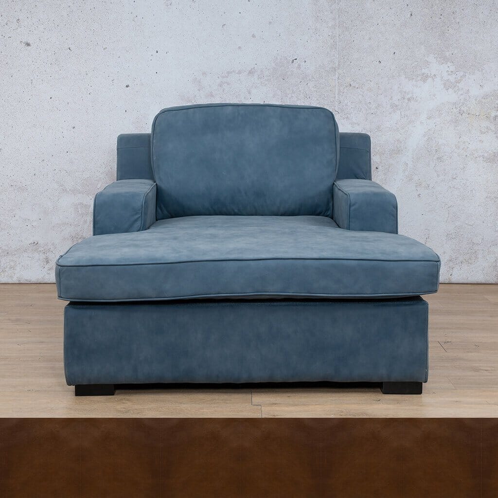 Rome Leather 2 Arm Chaise - Czar Pecan - Leather Armchair