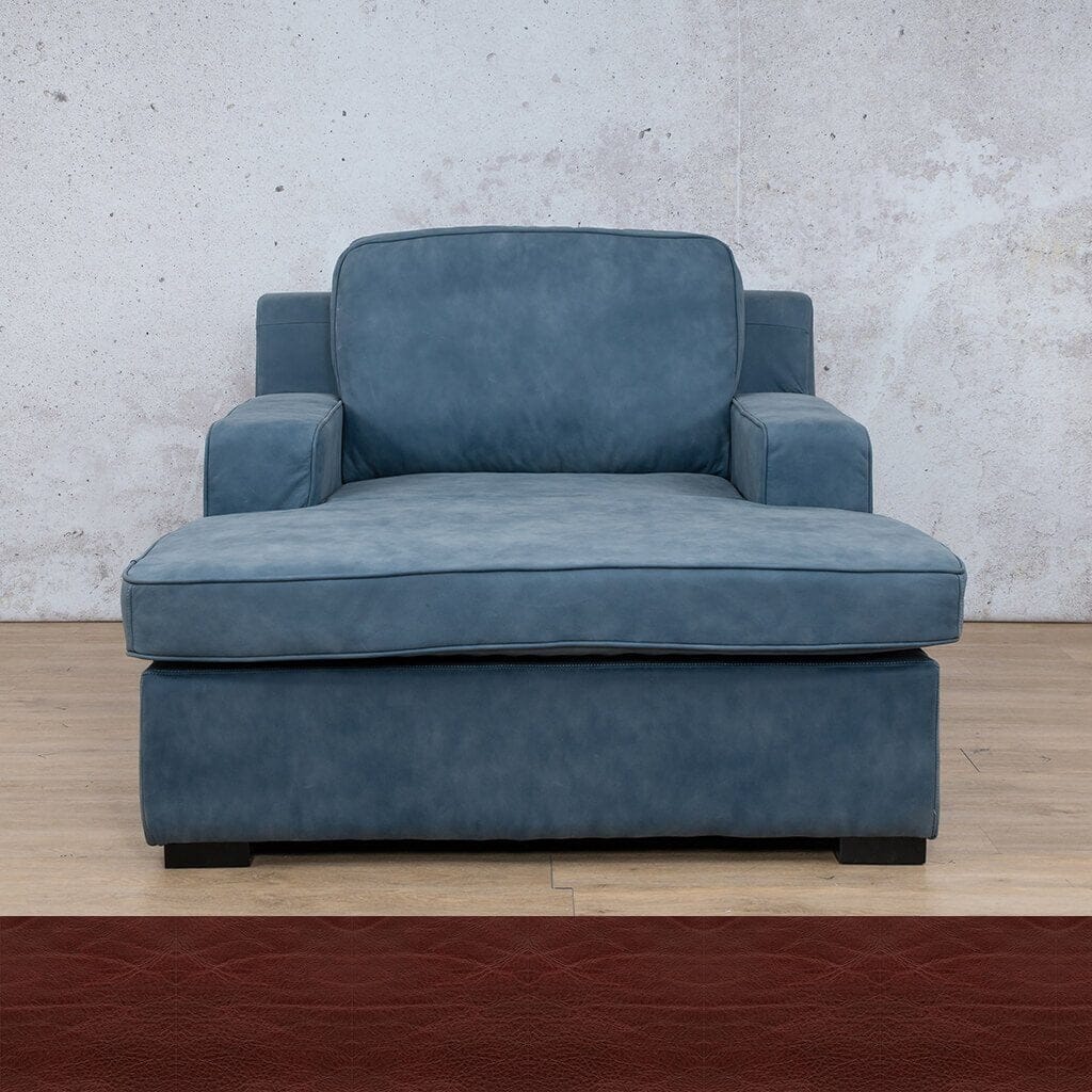 Rome Leather 2 Arm Chaise - Czar Ruby - Leather Armchair