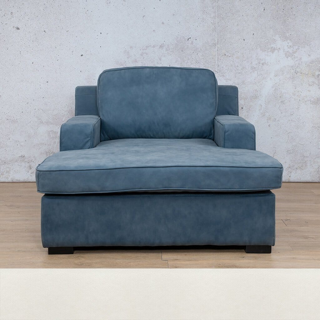 Rome Leather 2 Arm Chaise - Czar White - Leather Armchair