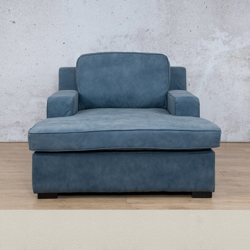 Rome Leather 2 Arm Chaise - Urban White - Leather Armchair