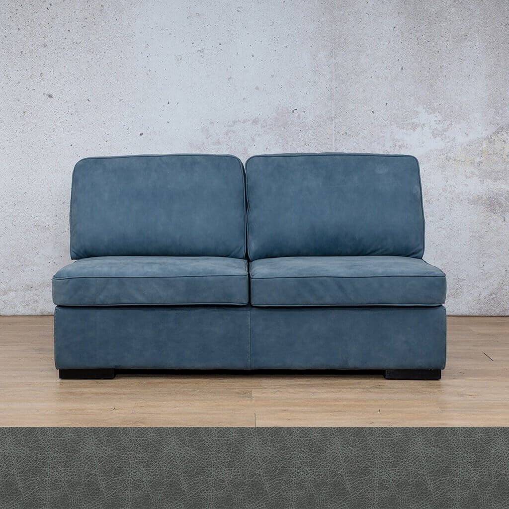 Rome Leather Armless - 2 Seater Leather Sofa Leather Gallery Bedlam Blue Night Full Foam 