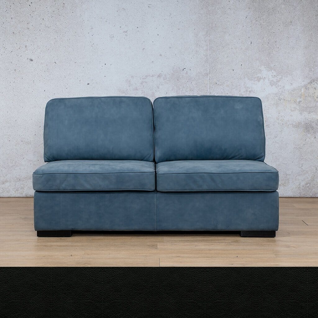 Rome Leather Armless - 2 Seater Leather Sofa Leather Gallery Czar Black Full Foam 