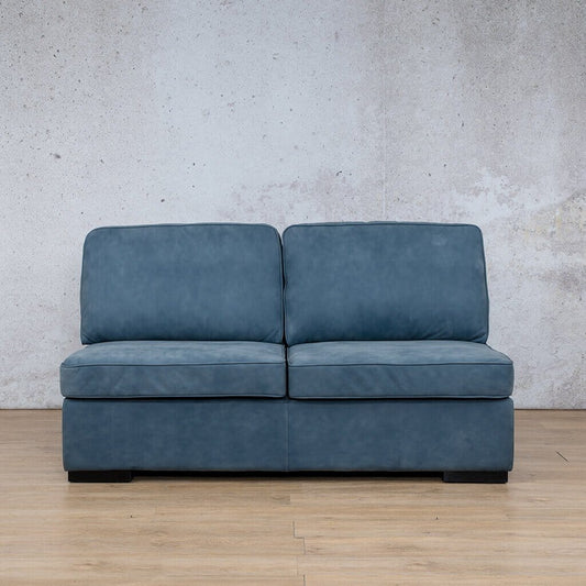 Rome Leather Armless - 2 Seater Leather Sofa Leather Gallery Flux Blue Full Foam