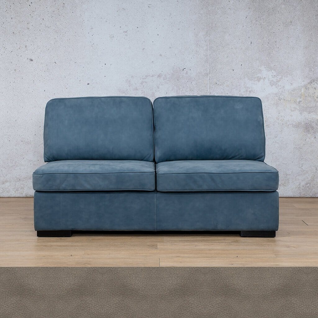 Rome Leather Armless - 2 Seater Leather Sofa Leather Gallery Flux Grey Full Foam 