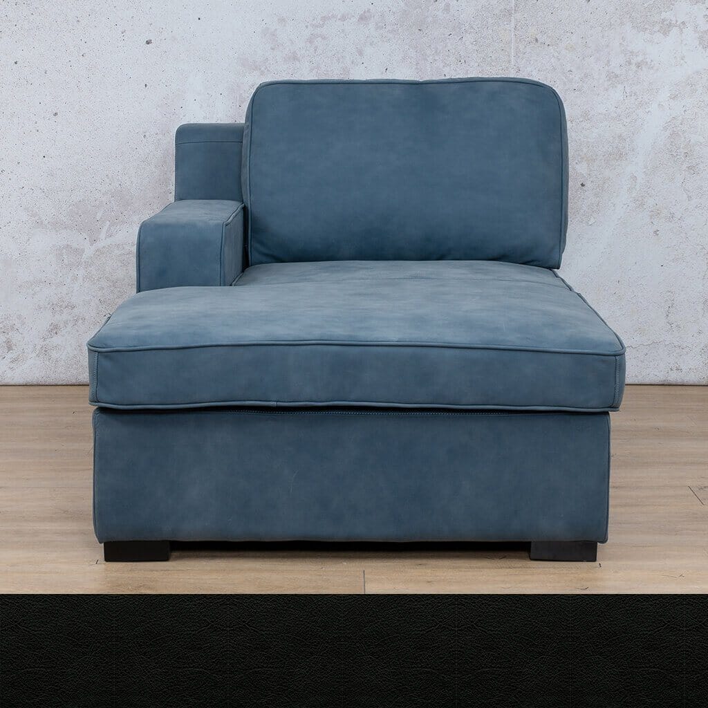 Rome Leather Chaise LHF Leather Sofa Leather Gallery Czar Black Full Foam 