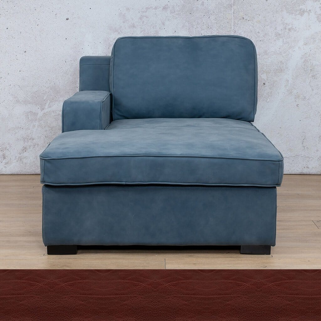Rome Leather Chaise 1 Arm - LHF - Czar Ruby - Leather Chaise Armchair