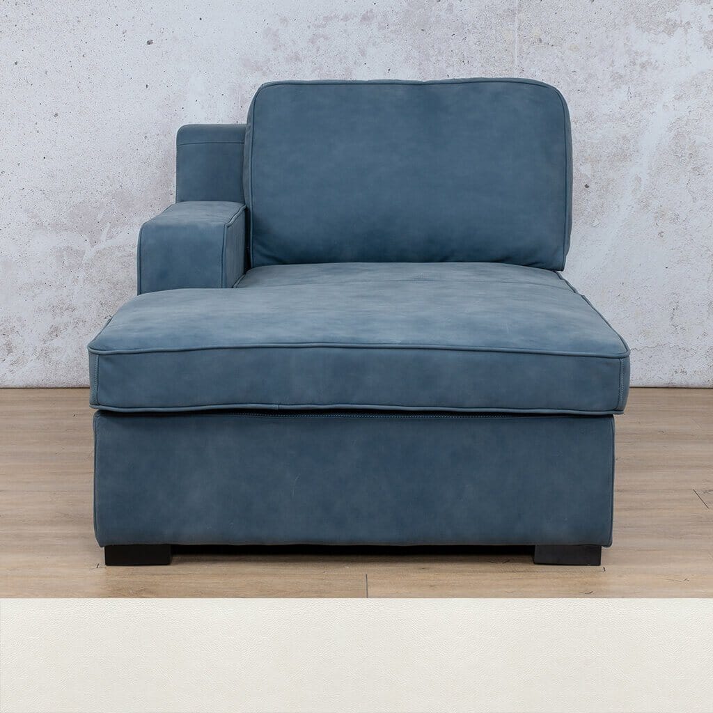 Rome Leather Chaise 1 Arm - LHF - Czar White - Leather Chaise Armchair