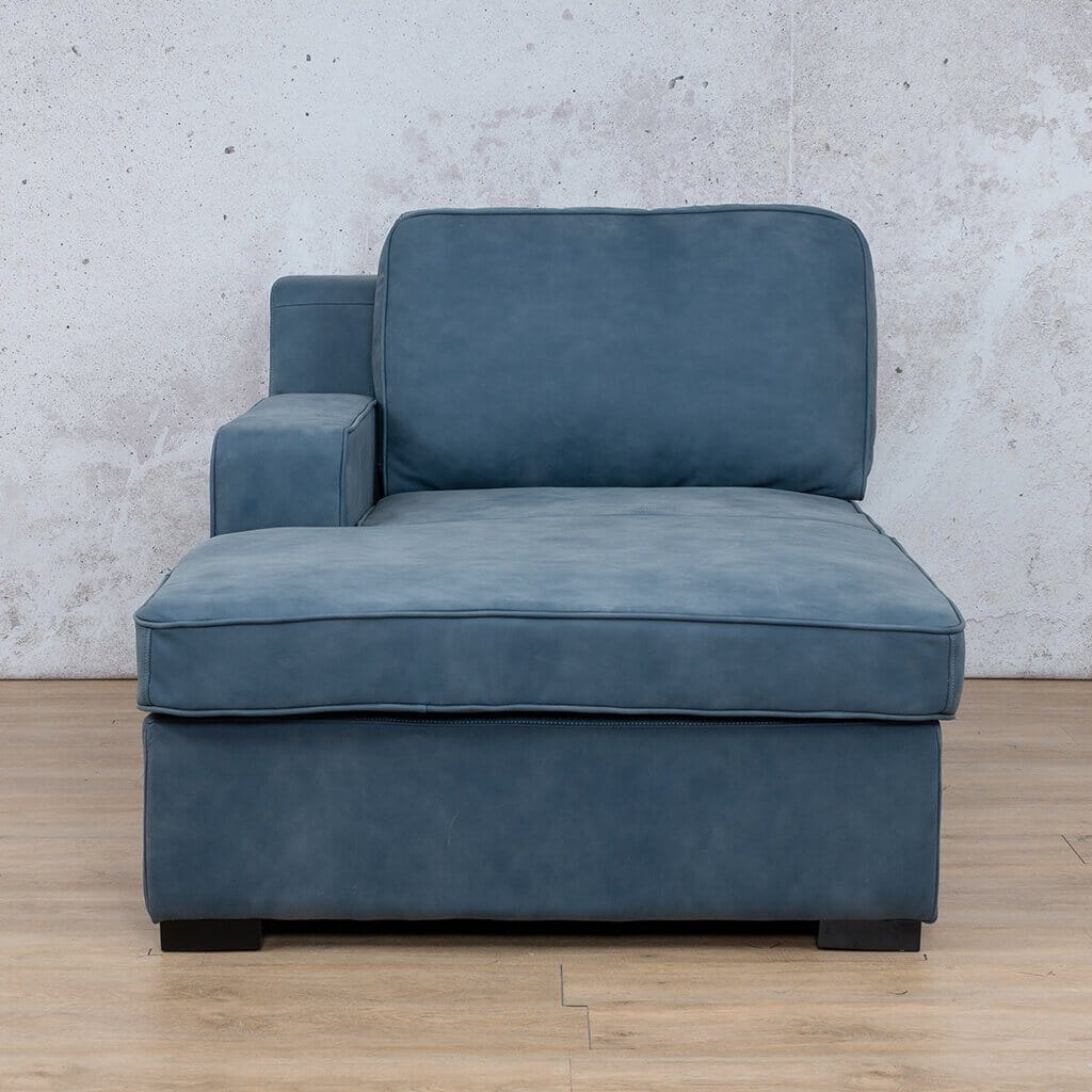 Rome Leather Chaise 1 Arm - LHF - Flux Blue - Leather Chaise Armchair