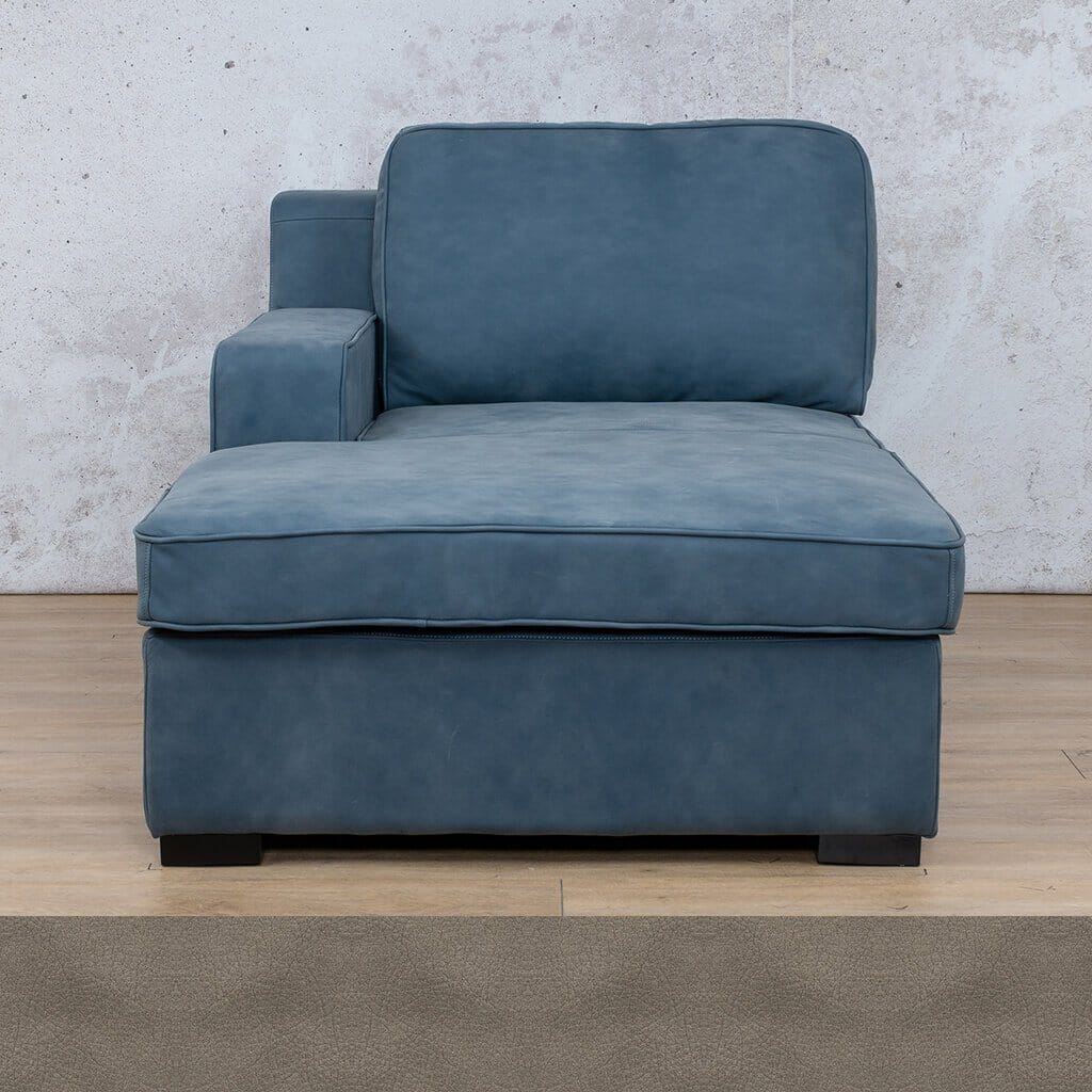 Rome Leather Chaise LHF Leather Sofa Leather Gallery Flux Grey Full Foam 