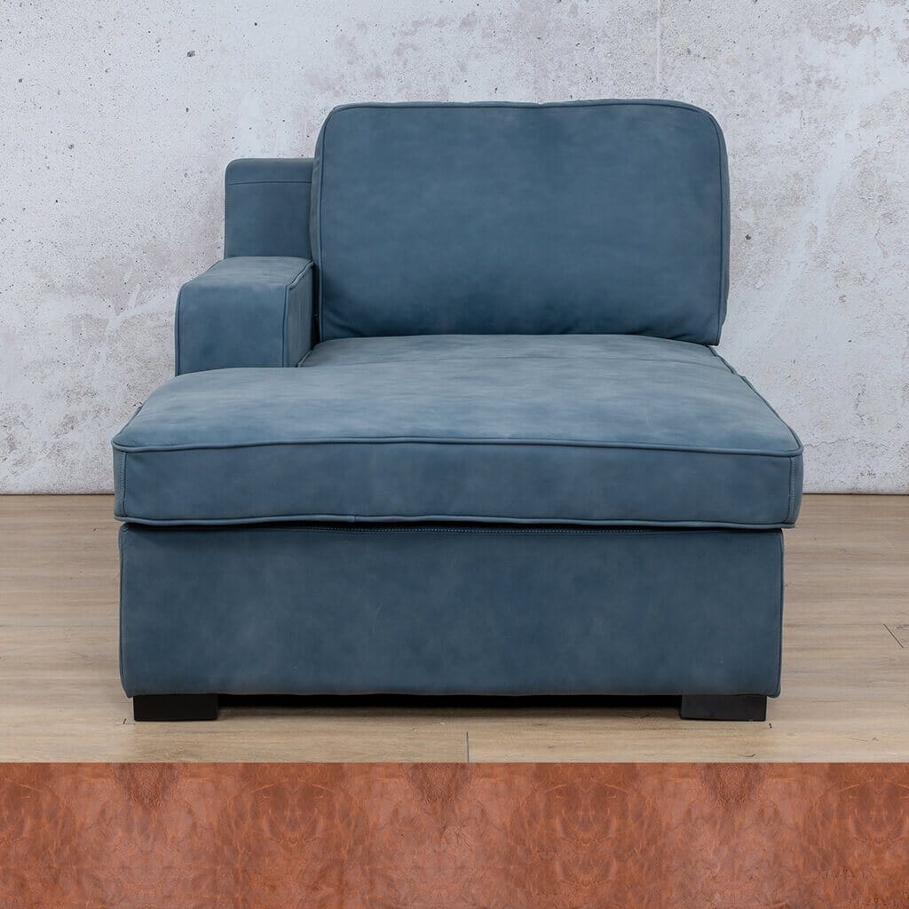 Rome Leather Chaise 1 Arm - LHF - Royal Saddle - Leather Chaise Armchair