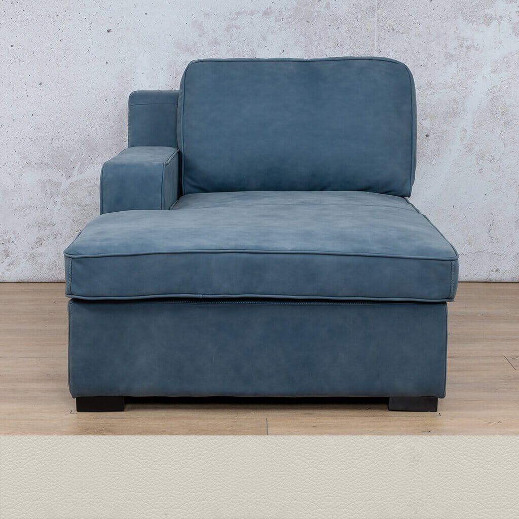 Rome Leather Chaise 1 Arm - LHF - Urban White - Leather Chaise Armchair