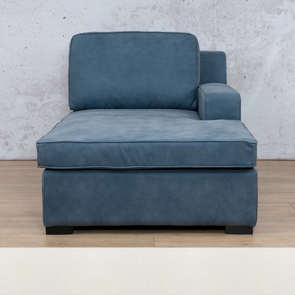 Rome Leather Chaise 1 Arm - RHF - Czar White - Leather Chaise Armchair
