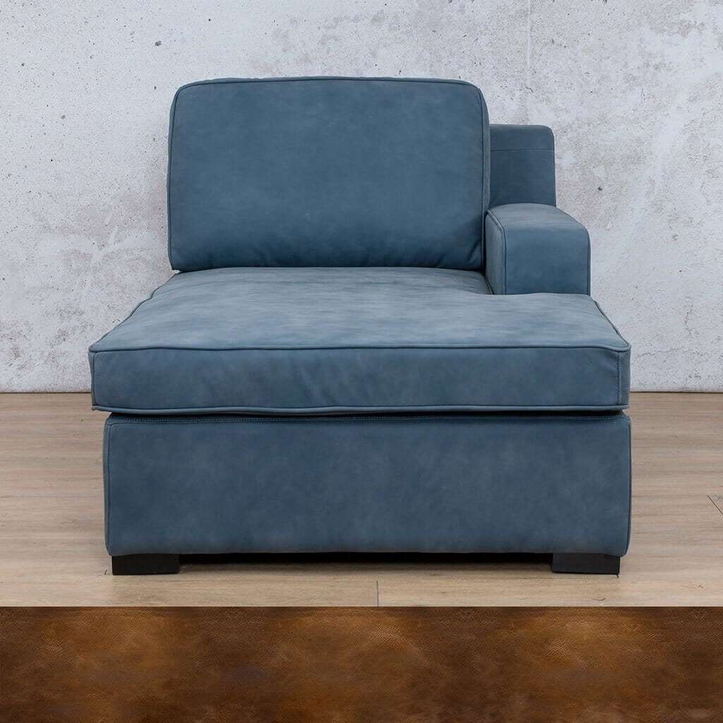 Rome Leather Chaise RHF Leather Sofa Leather Gallery Royal Walnut Full Foam 