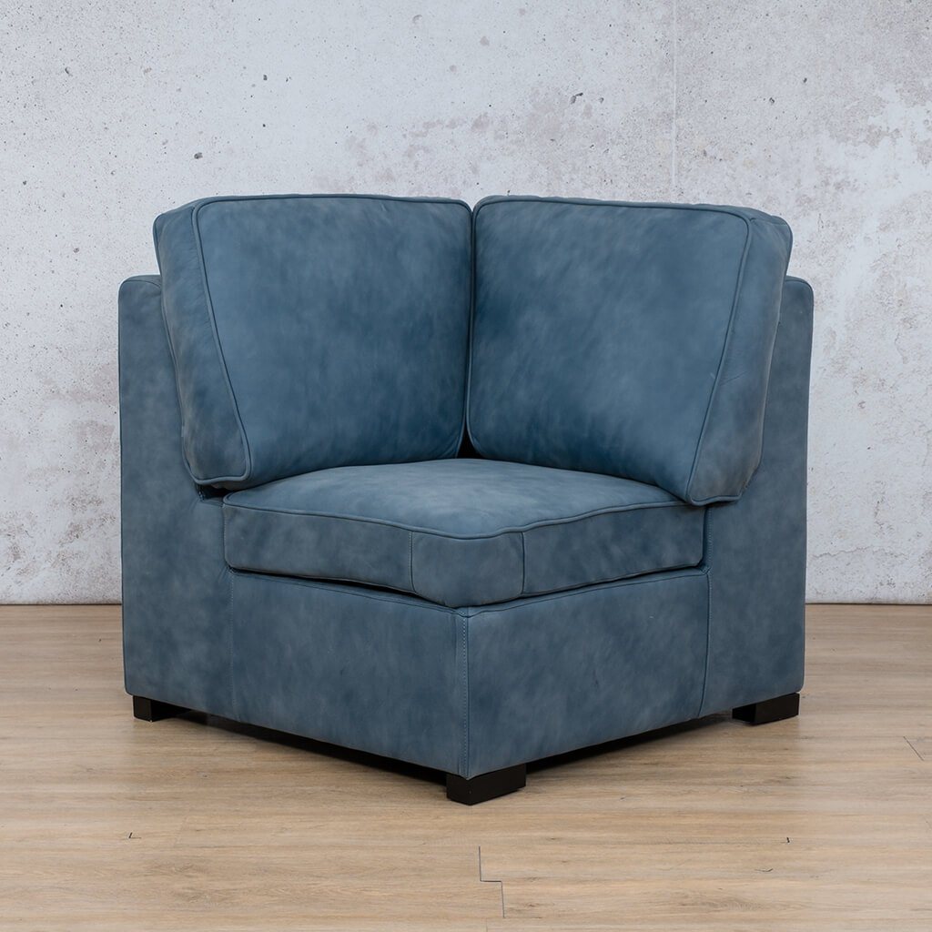 Rome Leather Corner Module - Flux Blue - Leather Corner Couches