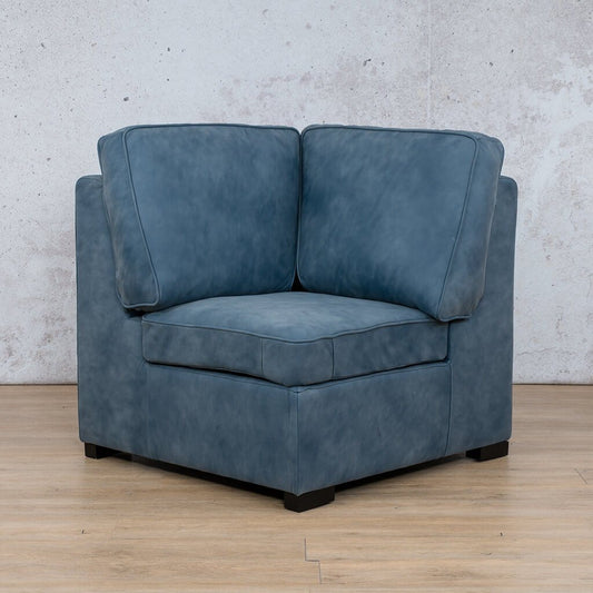 Rome Leather Corner Module - Flux Blue - Leather Corner Couches