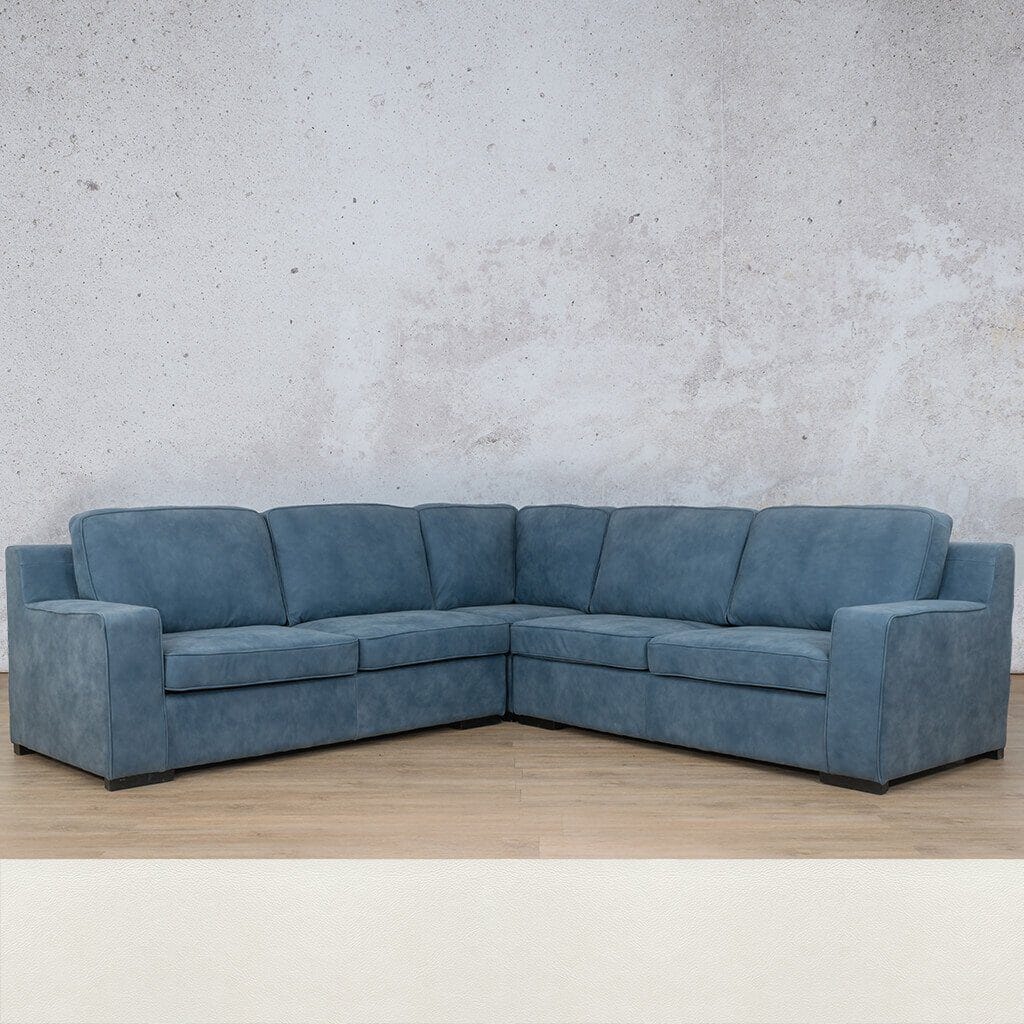 Rome Leather L-Sectional 5 Seater Leather Sectional Leather Gallery Czar White 