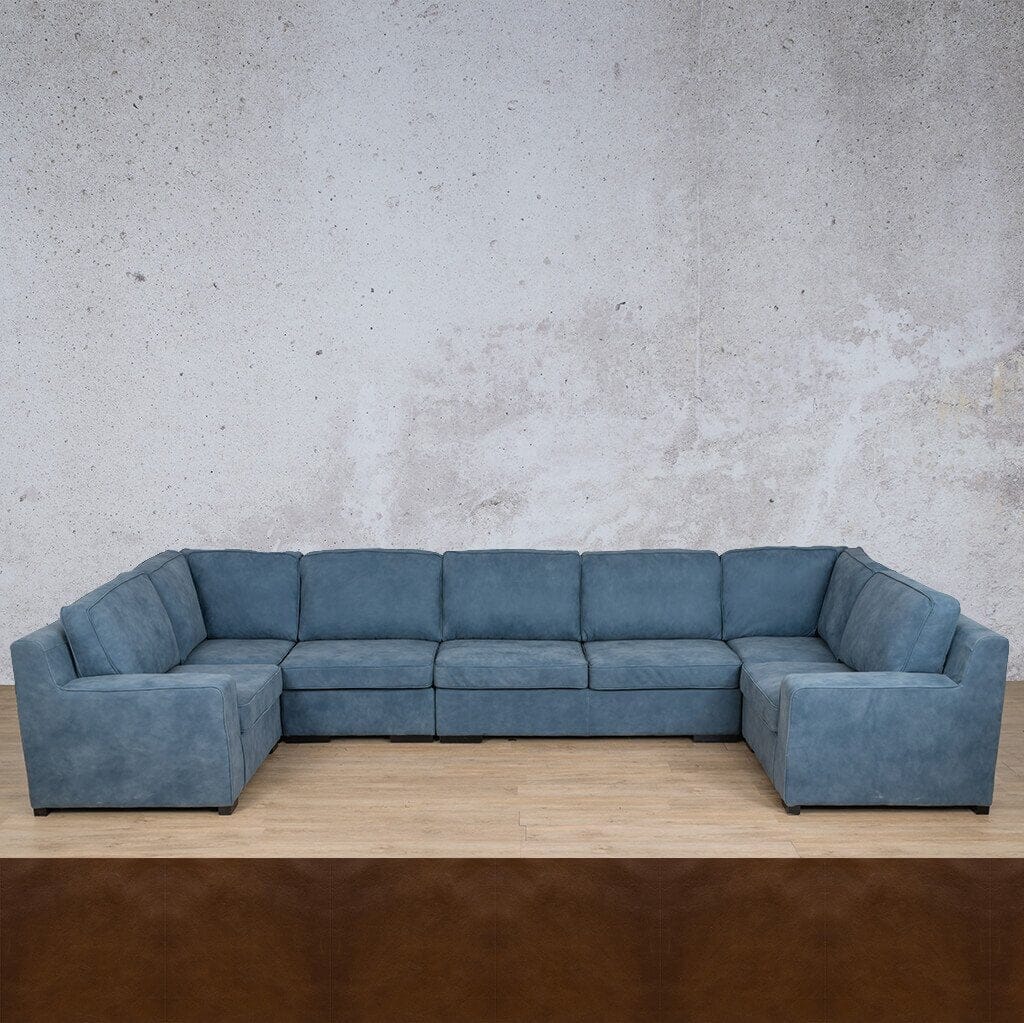 Rome Leather Modular U-Sofa Sectional Leather Sectional Leather Gallery Czar Pecan