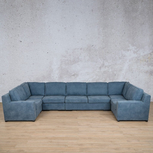 Rome Leather Modular U-Sofa Sectional Leather Sectional Leather Gallery Flux Blue
