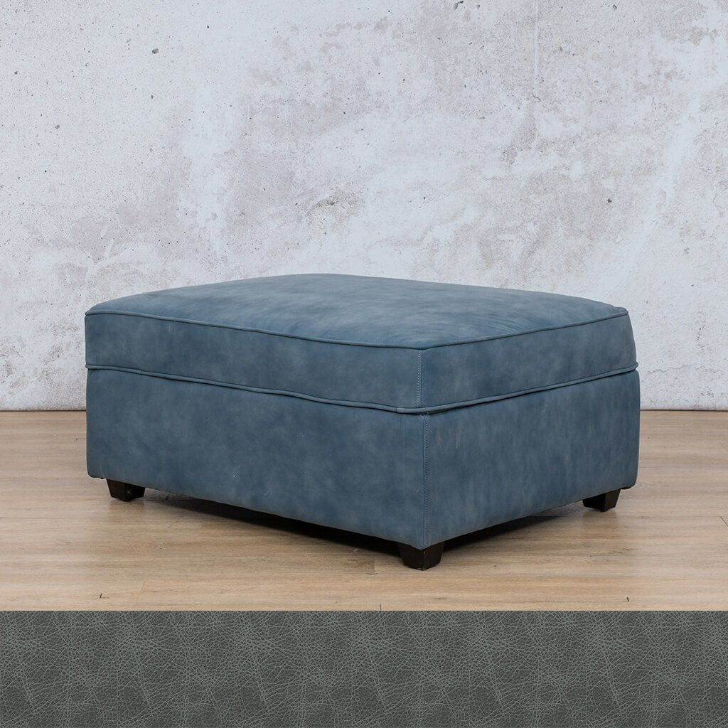 Rome Leather Ottoman Leather Sofa Leather Gallery Bedlam Blue Night  
