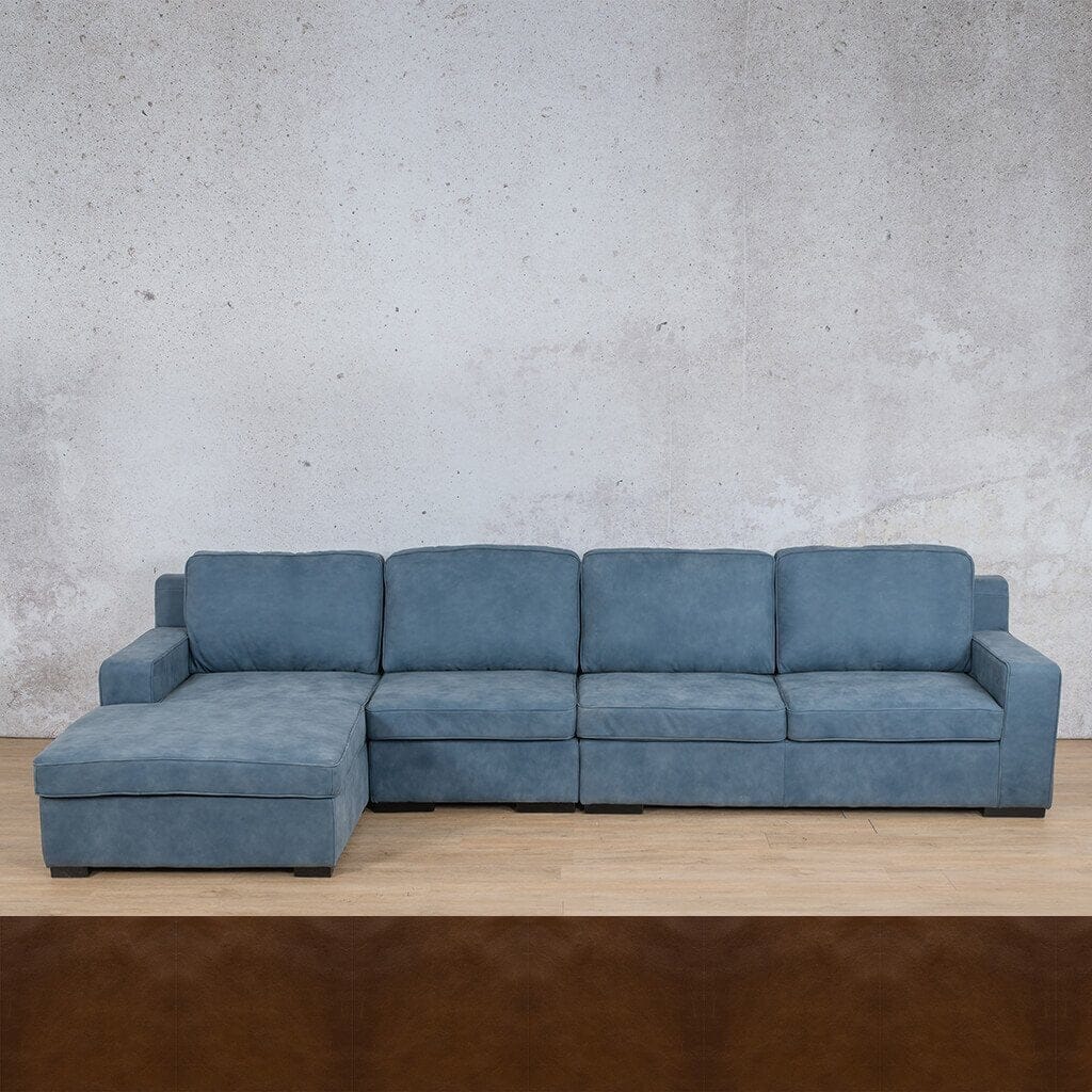 Rome Leather Sofa Chaise Modular Sectional - LHF Leather Sectional Leather Gallery Czar Pecan