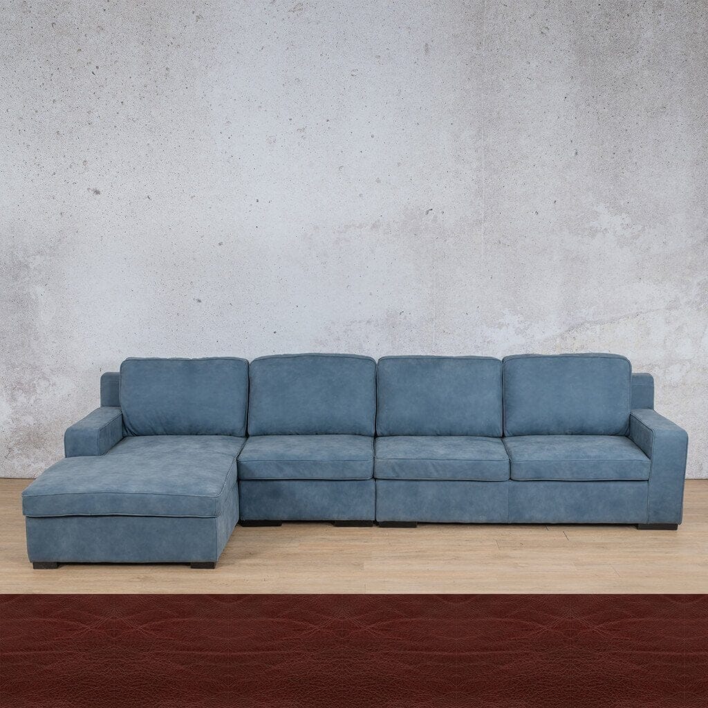 Rome Leather Sofa Chaise Modular Sectional - LHF Leather Sectional Leather Gallery Czar Ruby