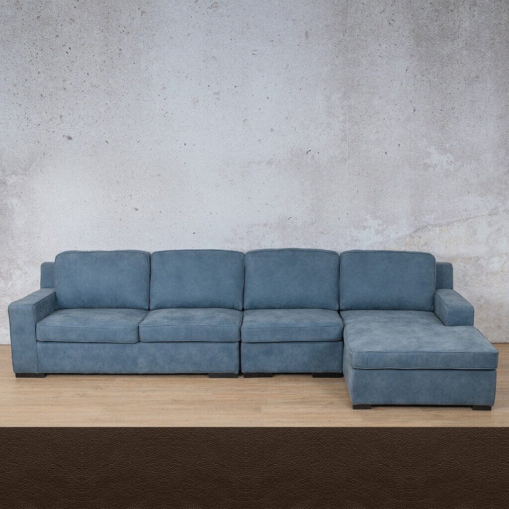 Rome Leather Sofa Chaise Modular Sectional - RHF Leather Sectional Leather Gallery Czar Ox Blood 