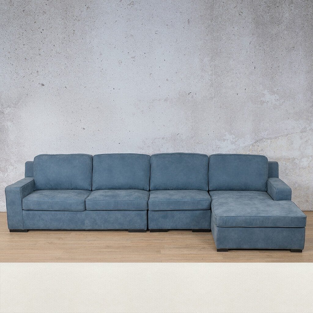 Rome Leather Sofa Chaise Modular Sectional - RHF Leather Sectional Leather Gallery Czar White