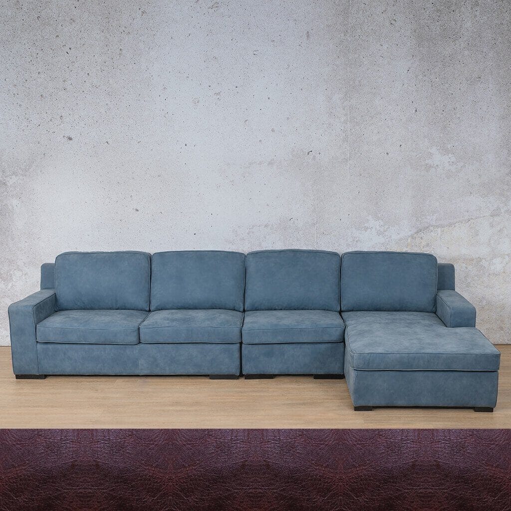 Rome Leather Sofa Chaise Modular Sectional - RHF Leather Sectional Leather Gallery Royal Coffee