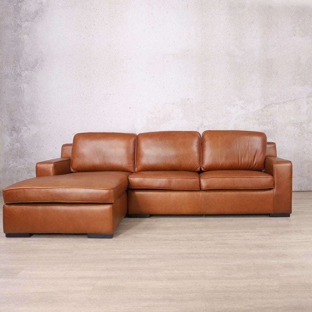 Rome Leather Sofa Chaise Sectional - LHF Leather Sectional Leather Gallery Czar Pecan